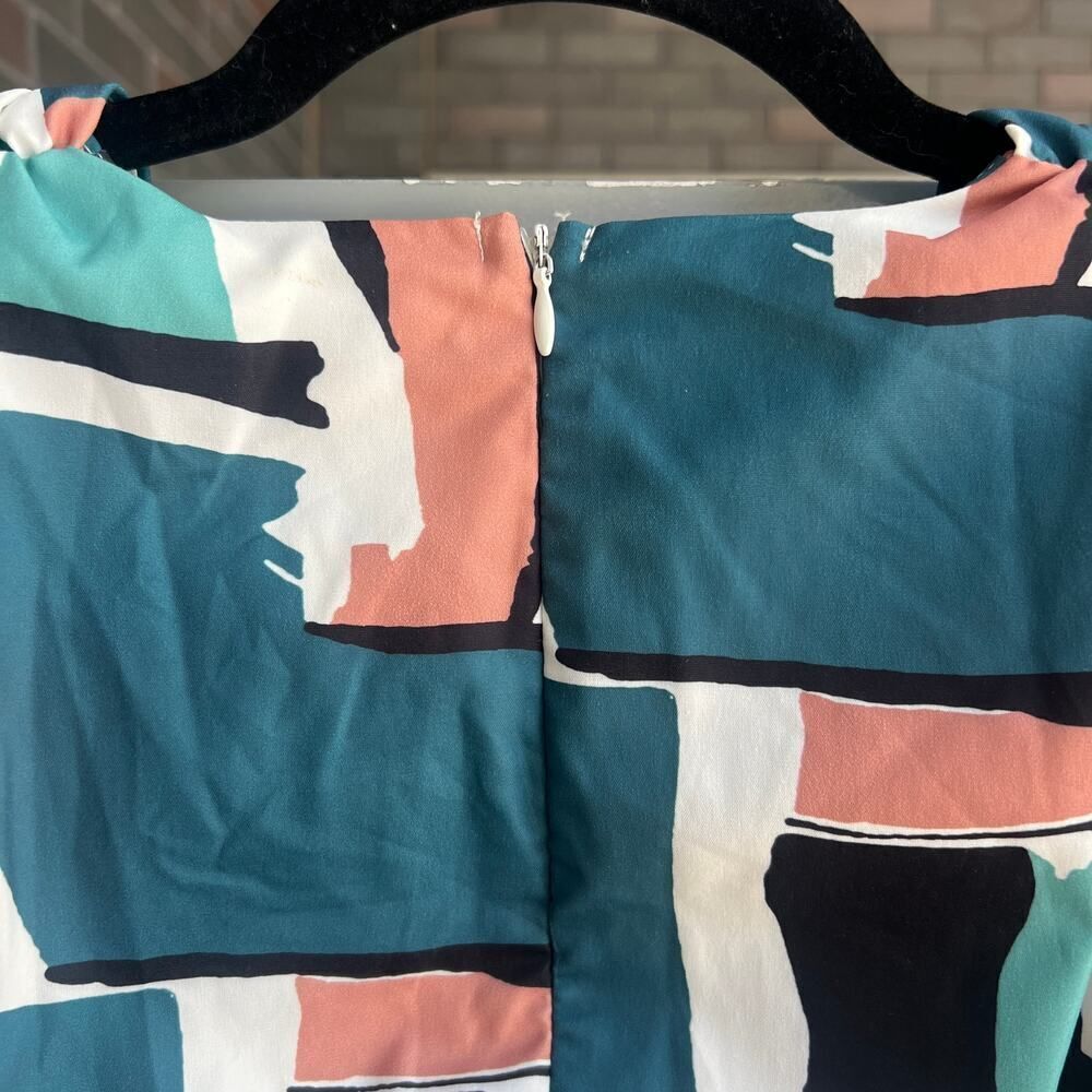 Mulla Multicolor Retro Abstract Geometric Puff Sleeve Romper Size M - Picture 5 of 7